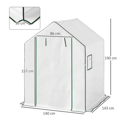 Outsunny Invernadero De Exterior Con 6 Estantes Puerta Enrollable 140x143x190 Cm_2