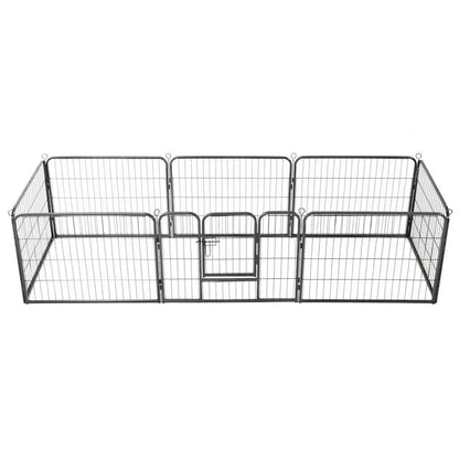Corral Para Perros 8 Paneles De Acero 60x80 Cm Negro_0