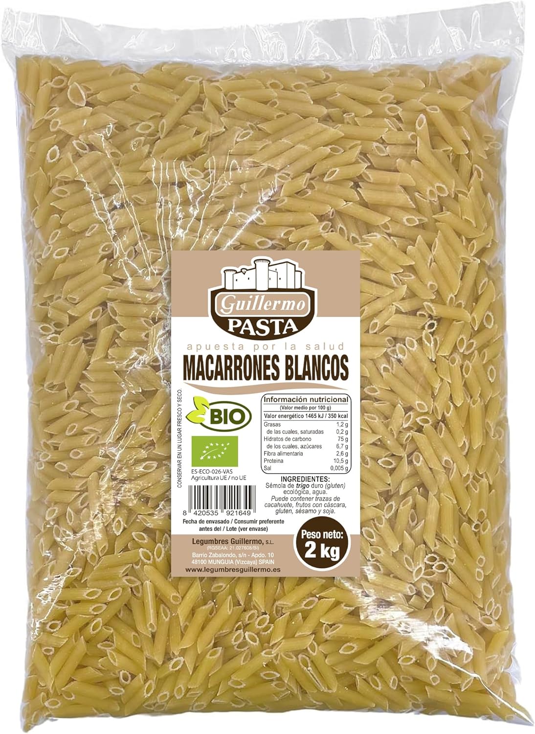 Macarrones Blancos bio - 2 Kg, Bolsa_0