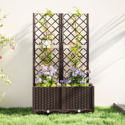 Outsunny Jardinera Con Enrejado De Pp Con Drenaje Y Amplio Espacio 80x40x135 Cm_3