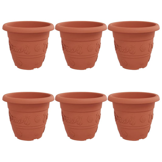 Maceta Redonda Para Flores 6 Pcs Rojo Ladrillo Ø 34 X 28 Cm_0