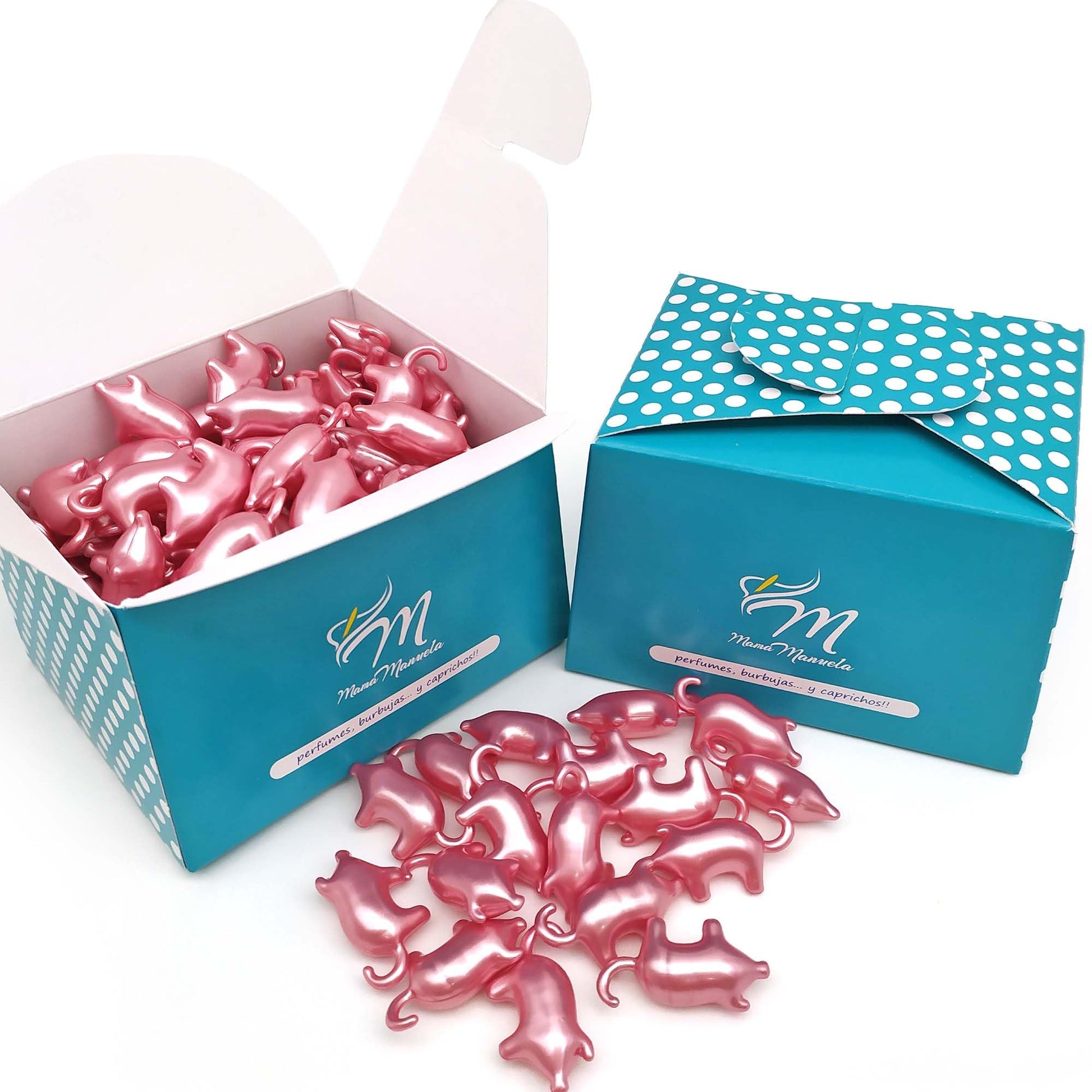 Caja 40 Perlas De Baño Con Aroma A Rosas - Con Aceite De Soja - Hidratante Y Aromática - Forma Cerdito_0