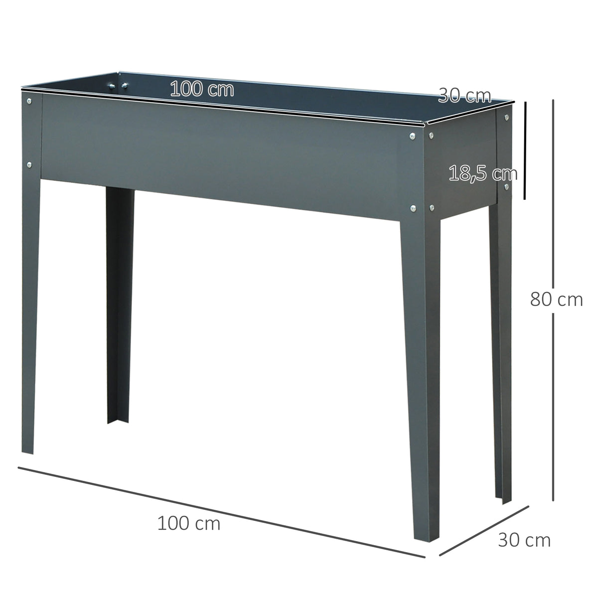 Outsunny Jardinera Elevada Rectangular Con 3 Orificios De Drenaje Para Planta_2