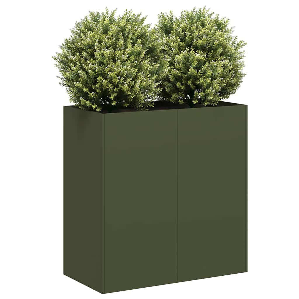 Jardinera De Acero Laminado En Frío Verde Oliva 80x40x80 Cm_1