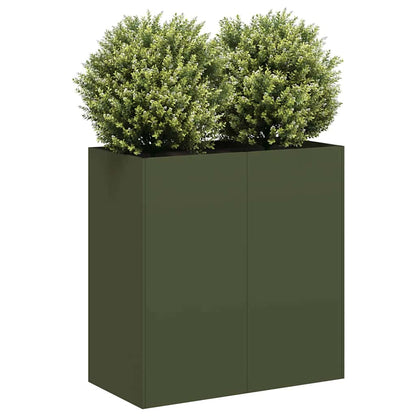 Jardinera De Acero Laminado En Frío Verde Oliva 80x40x80 Cm_1