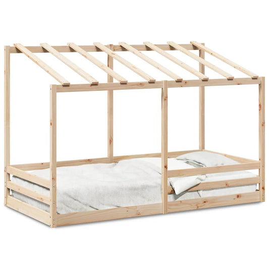Cama Infantil Con Techo Madera Maciza Pino 100x200 Cm_0