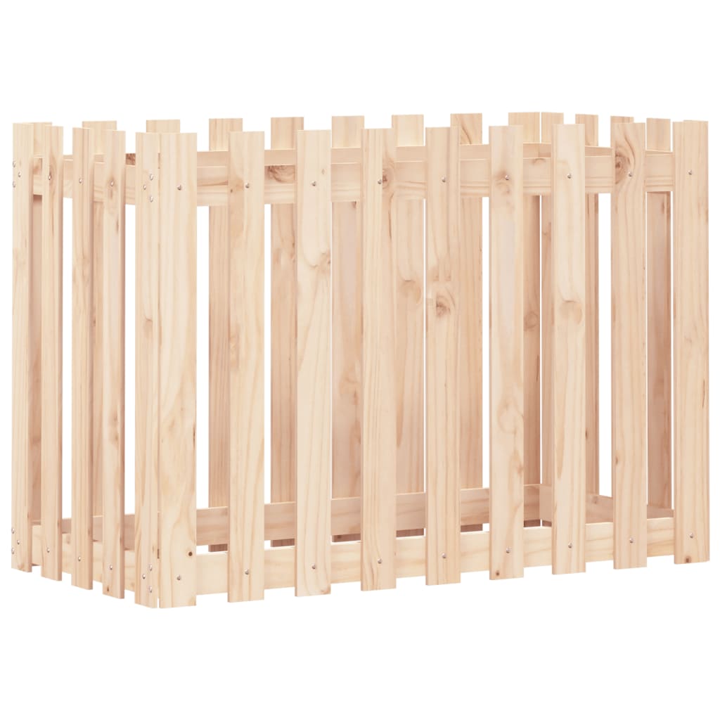 Arriate Elevado Jardín Con Valla Madera Maciza Pino 100x50x70cm_0