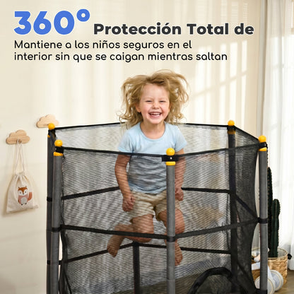 Cama Elástica Infantil Homcom Acero, Pp Negro 163x163x190 Cm_5