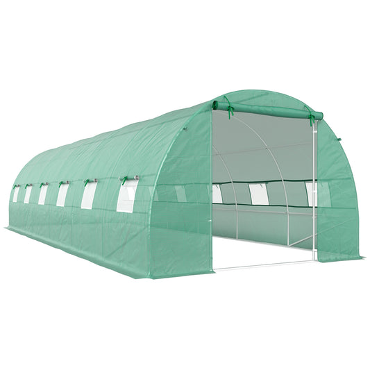 Outsunny Invernadero De Túnel 8x3x2 M Con 12 Ventanas Cubierta Pe Cultivo Verde_0
