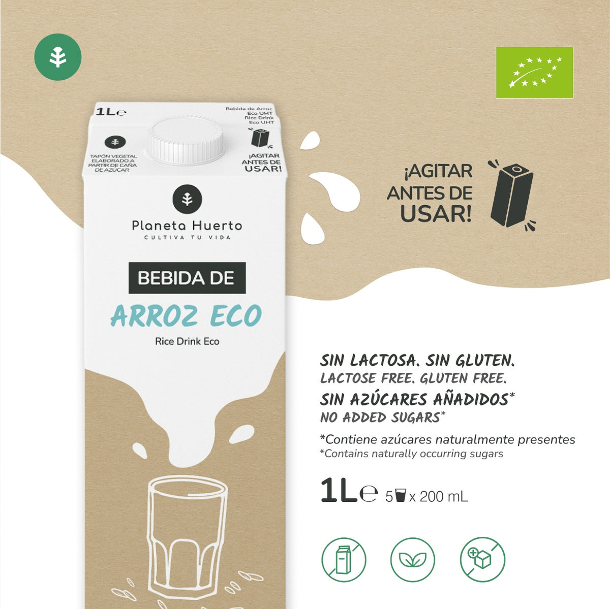 Pack 6x Bebida de Arroz Eco Planeta Huerto 1L