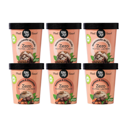 Pack Mix Helado Artesano Eco Sin Gluten Ni Lácteos Stracciatella Chufa&amp;Choco Avellana&amp;Choco Runakay 6x460ml/400g_0