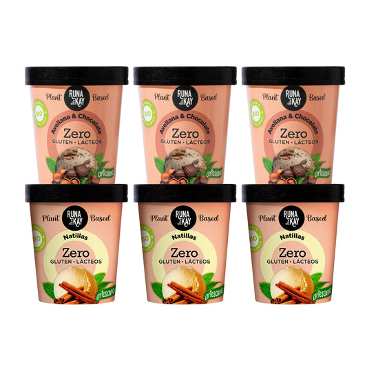 Pack Mix Helado Artesano Eco Sin Gluten Ni Lácteos Avellana&Choco Natillas Runakay 6x460ml/400g_0