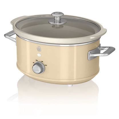 Swan Retro Olla Cocción Lenta, 3,5l, Recipiente Extraíble Antiadherente Cerámica Libre Pfoa, Vintage, Sf17021cneu, Crema_0