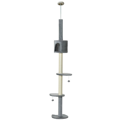 Pawhut Árbol Rascador Para Gatos Altura 255 Cm Cueva Bola Colgante_0