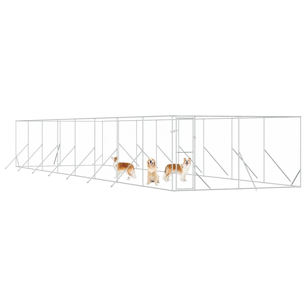 Perrera De Exterior Acero Galvanizado Plateado 4x16x2 M_3