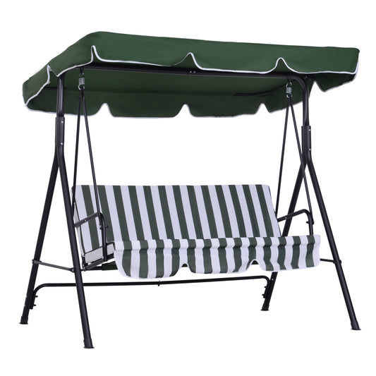 Outsunny Columpio De Jardín De 3 Plazas Con Techo Ajustable 172x110x153cm Verde_0