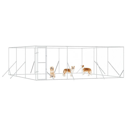 Perrera De Exterior Acero Galvanizado Plateado 6x6x2 M_3