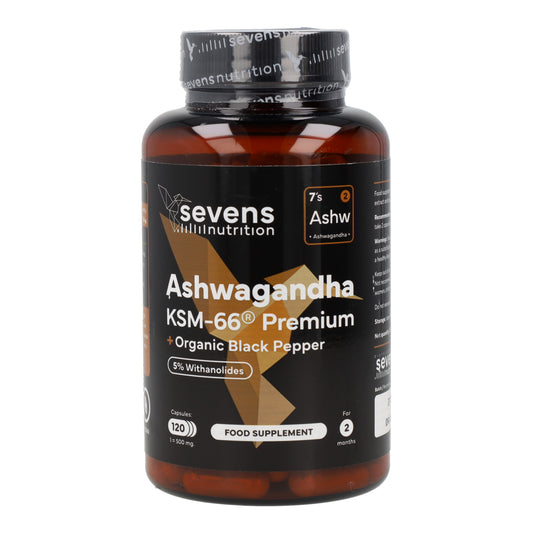 Ashwagandha KSM 66 Complex con Pimienta Negra Sevens Nutrition 120 cápsulas