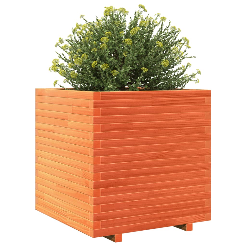 Jardinera Madera Maciza De Pino Marrón Cera 70x70x72 Cm_3