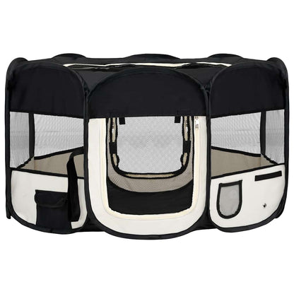 Parque De Perros Plegable Y Bolsa Transporte Negro 145x145x61cm_0
