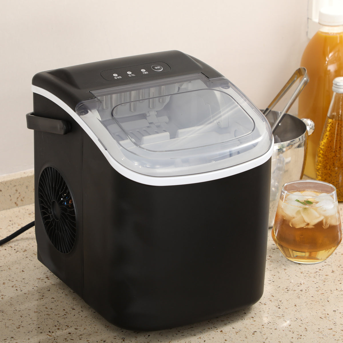 Homcom Máquina Para Hacer Hielo 12 Kg En 24 Horas 22,2x29,4x29 Cm Negro_1
