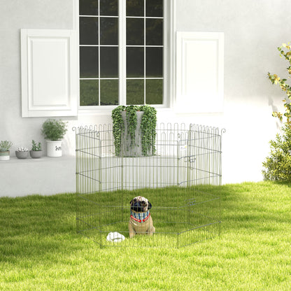 Pawhut Parque Para Perros De 8 Piezas 63x91 Cm Con 1 Puerta Plata_1