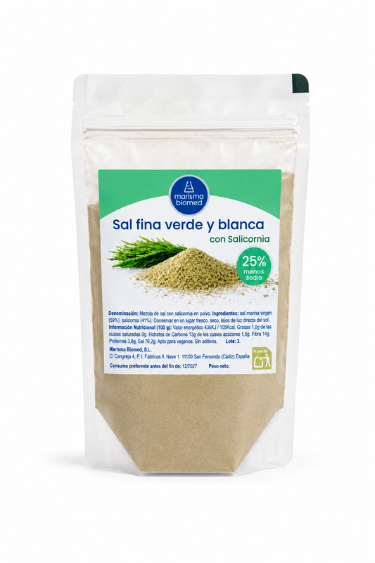 Sal Fina Verde Y Blanca | Salicornia Y Sal Marina Virgen Bio | 25% Menos Sodio 250 g_0