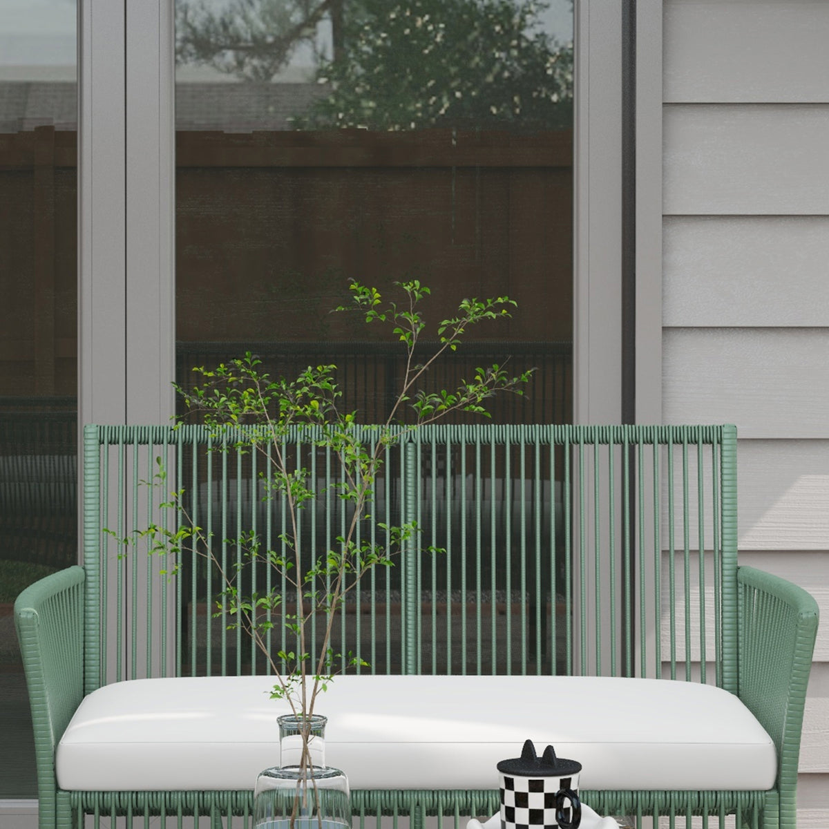 Conjunto De Jardín Outsunny Acero, Pe Verde Oscuro 100x56x80 Cm_3