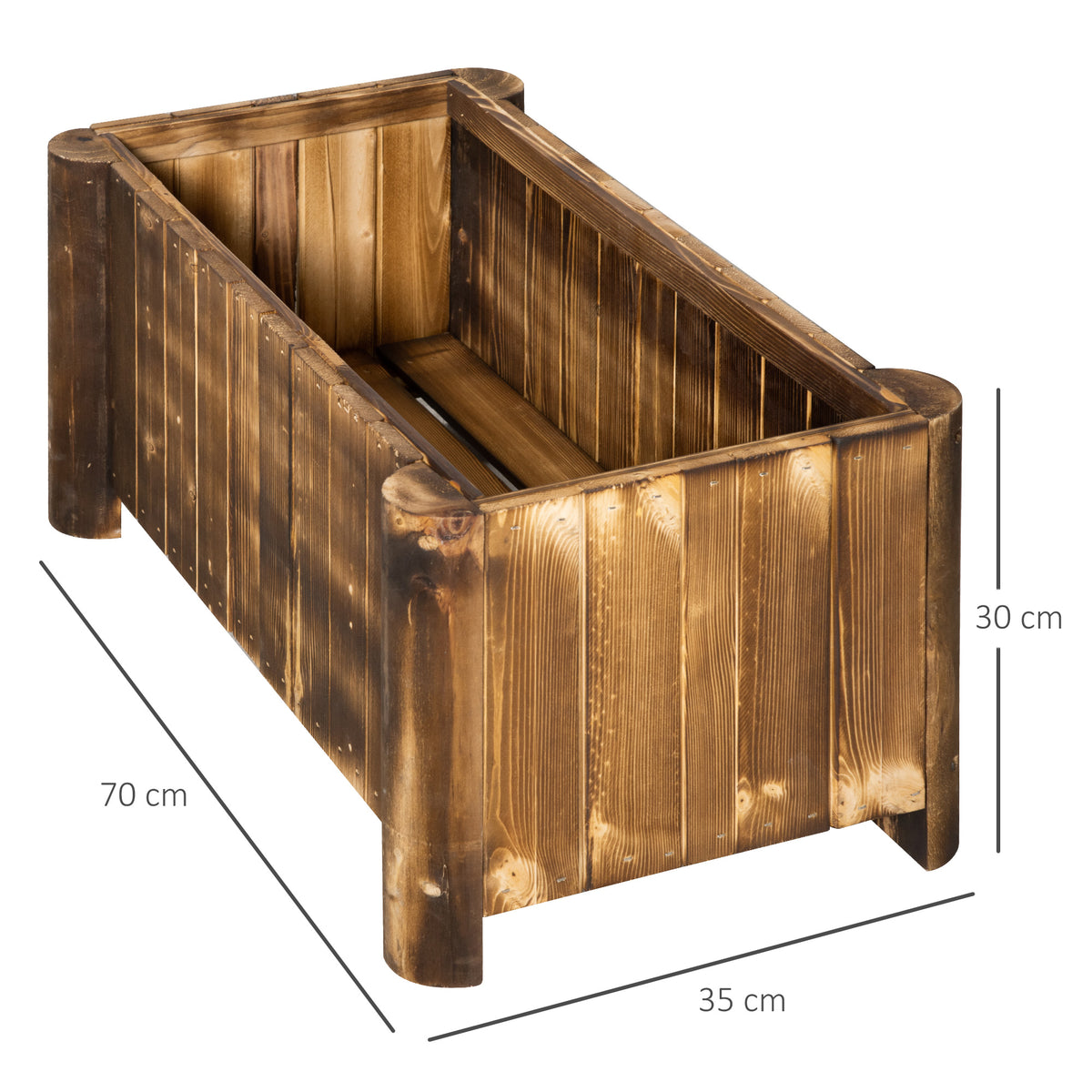 Outsunny Jardinera De Madera Arriate De Jardín Con 4 Patas 70x35x30 Cm Natural_2