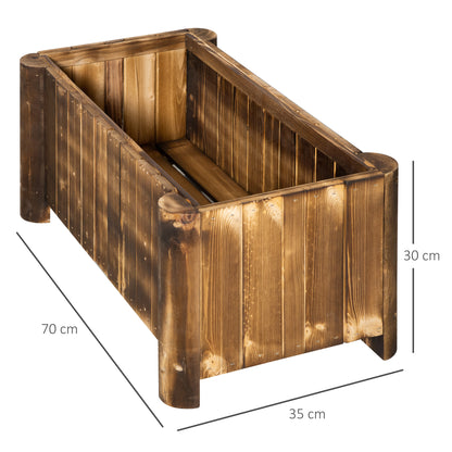 Outsunny Jardinera De Madera Arriate De Jardín Con 4 Patas 70x35x30 Cm Natural_2