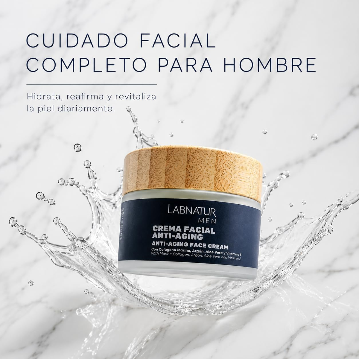 Crema Facial para Hombre Labnatur 50 ml | Colágeno Marino, Argán y Ginseng | Hidratación, Firmeza y Antiedad_1