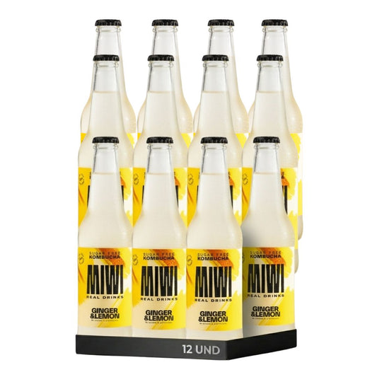 Kombucha Ginger & Lemon 0% Azucar Miwi 12 Botellas 33cl_0