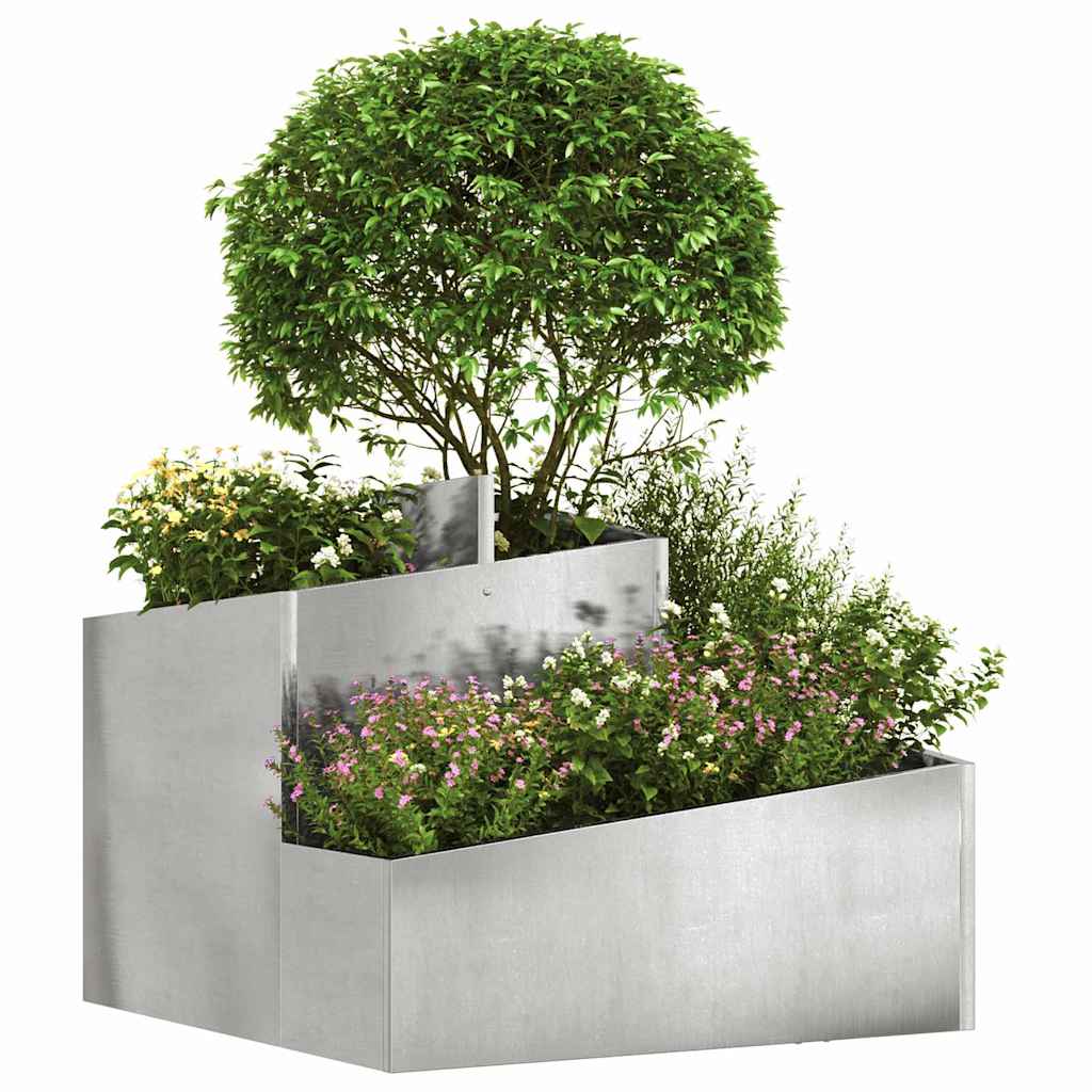 Macetero De Jardín Plateado 60 X 60 X 50 Cm Acero Inoxidable_2