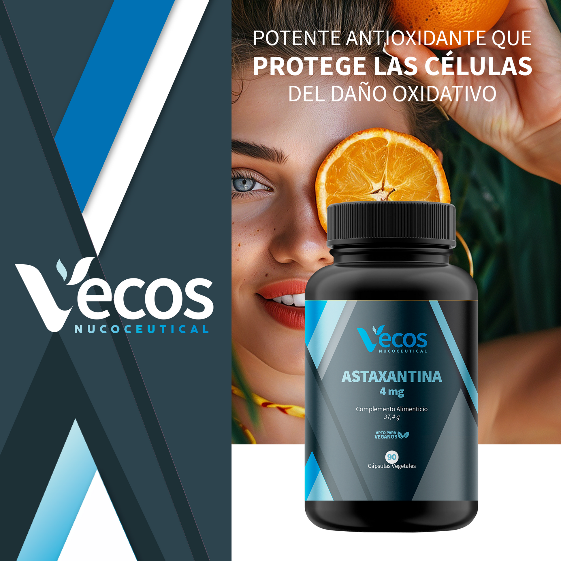 Astaxantina Natural 4 Mg Vecos 90 Cápsulas | Protección Antioxidante Potente | Microalga Haematococcus Pluvialis_1