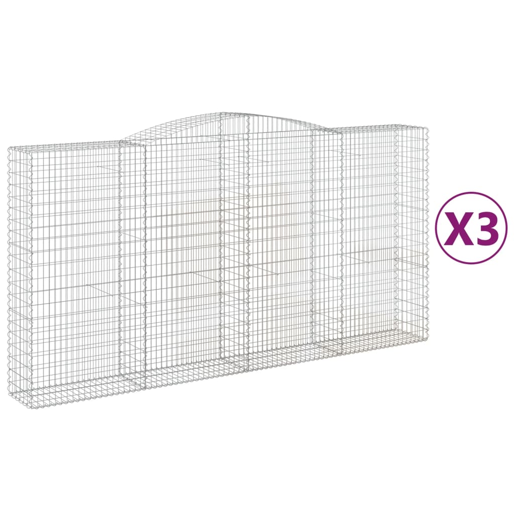 Cestas De Gaviones 3 Uds Forma De Arco Hierro 400x50x200/220 Cm_0