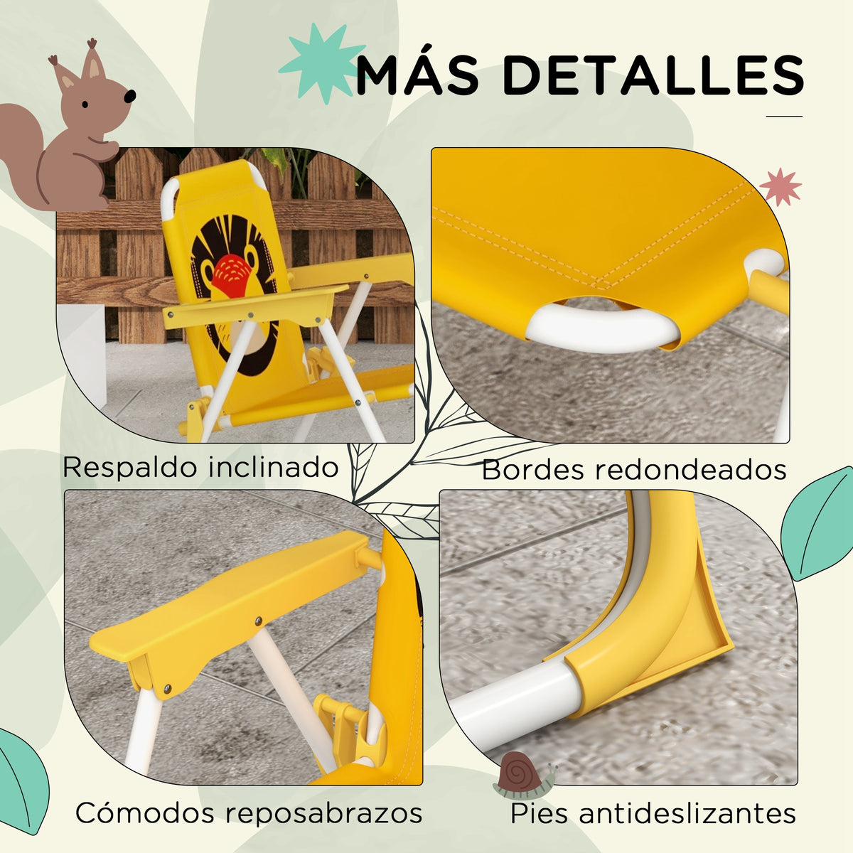 Outsunny Conjunto De Mesa Y Sillas Para Exterior Infantil Con Sombrilla Amarillo_3