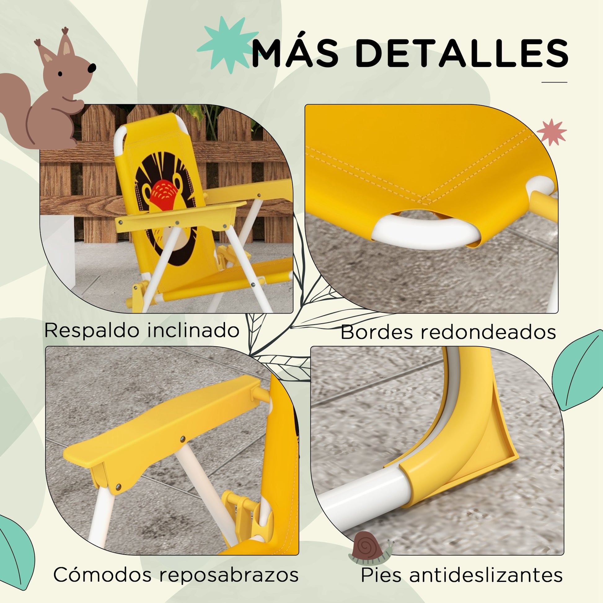 Outsunny Conjunto De Mesa Y Sillas Para Exterior Infantil Con Sombrilla Amarillo_3
