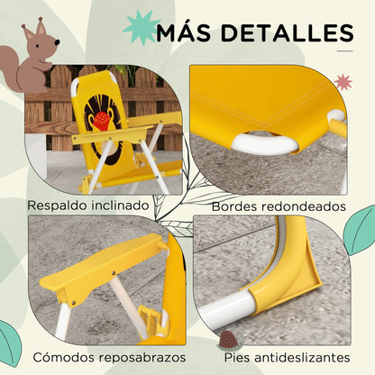 Outsunny Conjunto De Mesa Y Sillas Para Exterior Infantil Con Sombrilla Amarillo_3