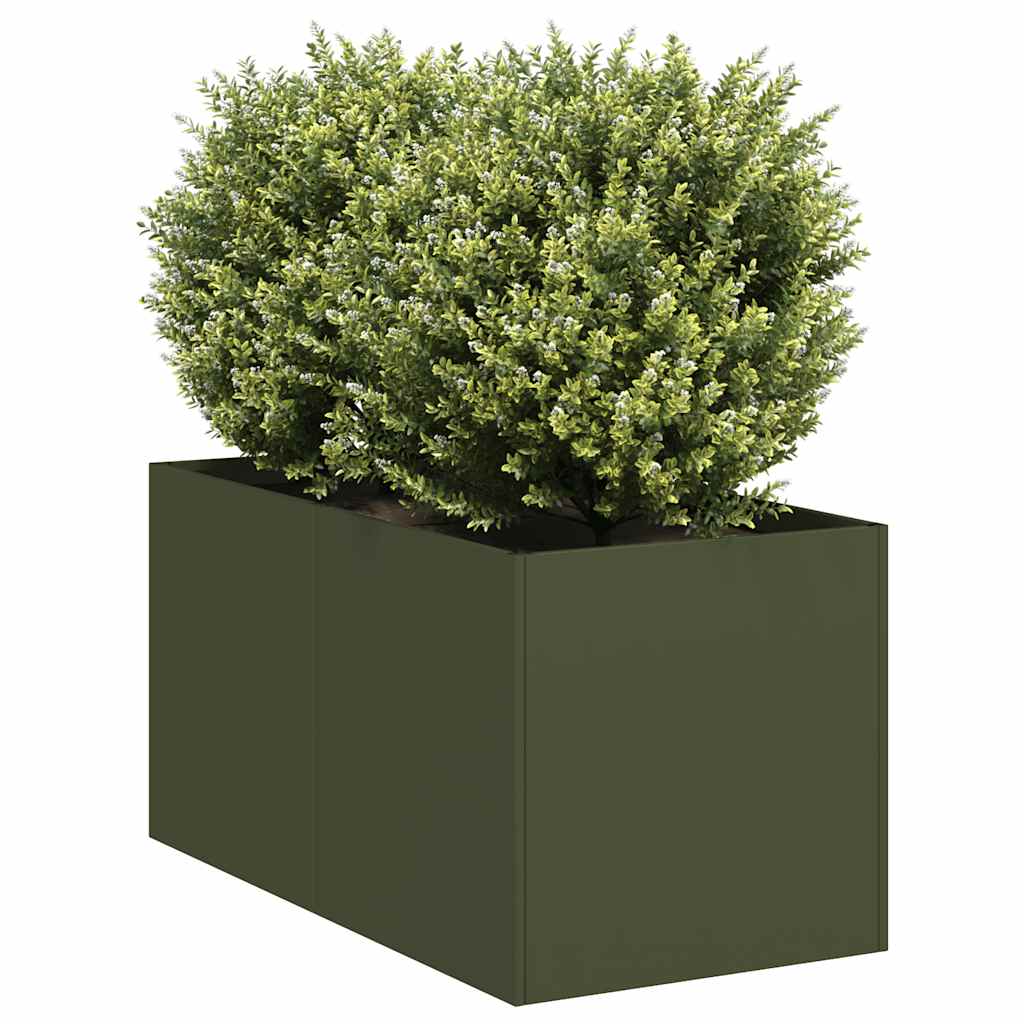 Jardinera De Acero Laminado En Frío Verde Oliva 40x80x40 Cm_1