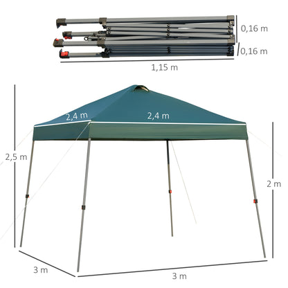 Outsunny Cenador Plegable 3x3m Jardín Con Bolsa De Transporte Con Ruedas Camping_2