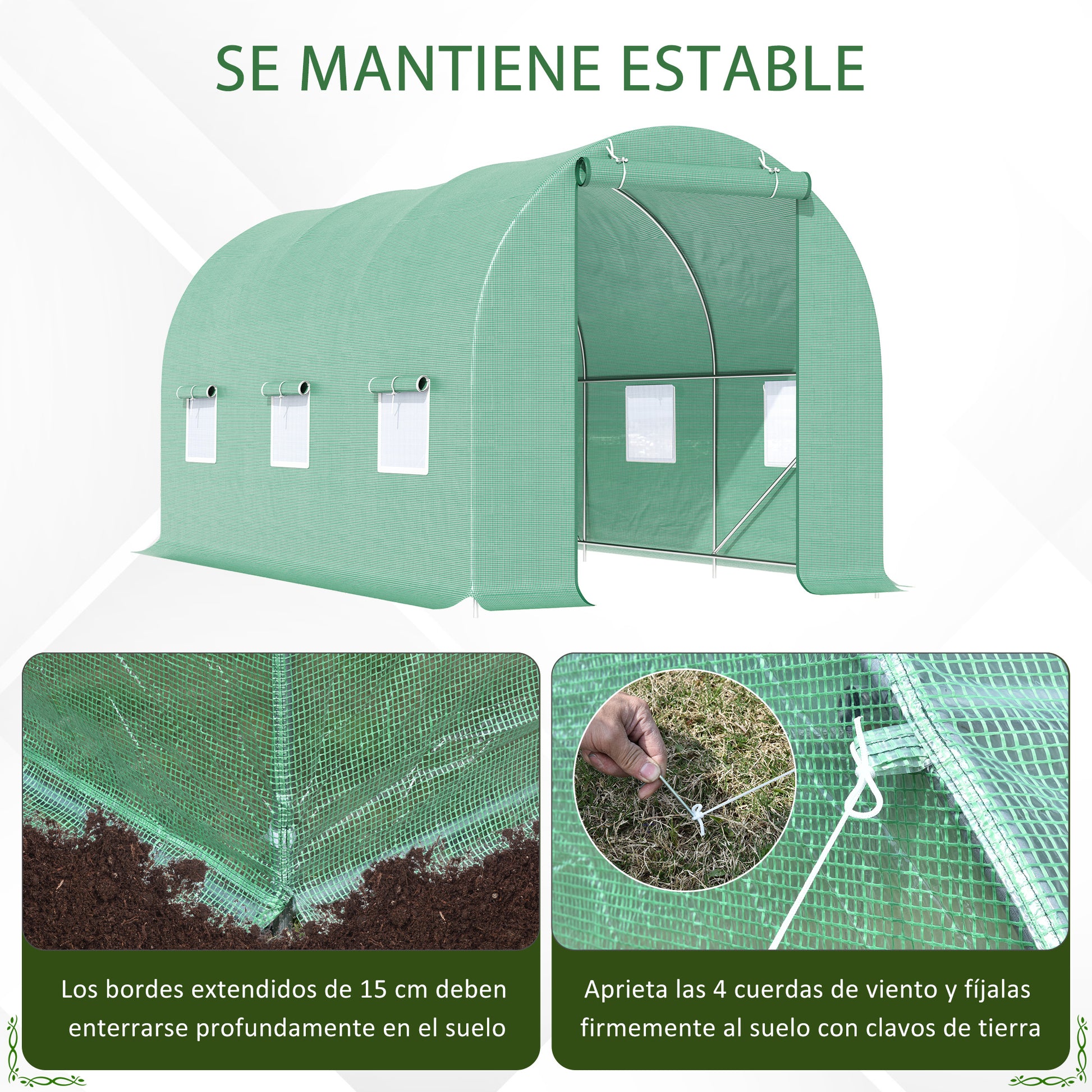 Outsunny Invernadero Caseta 4,45x2x2m Terraza Cultivo De Plantas Semilla_5