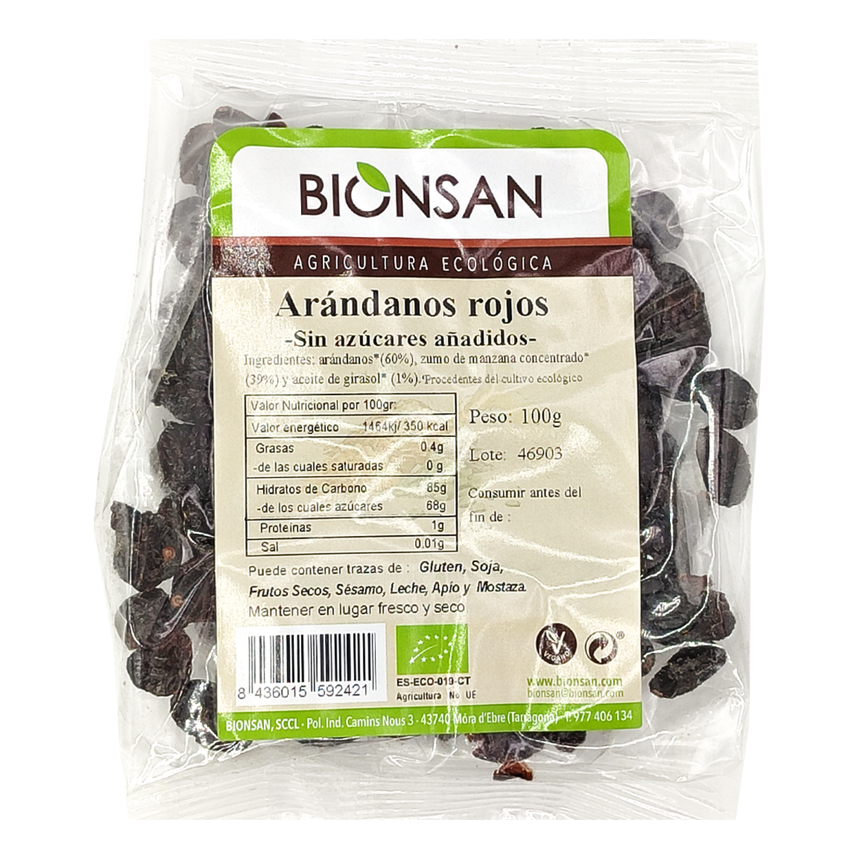 Arándanos Rojos Deshidratados Eco Bionsan 100gr_0