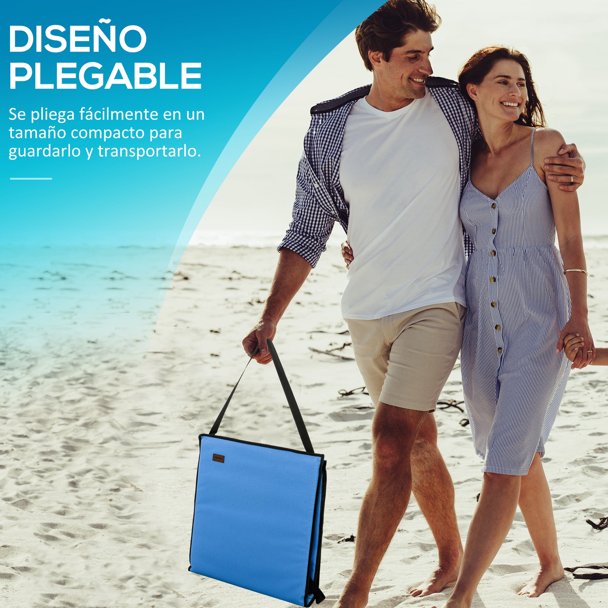 Outsunny Conjunto De 2 Esterillas De Playa Plegable 142x51x40 Cm Azul_5