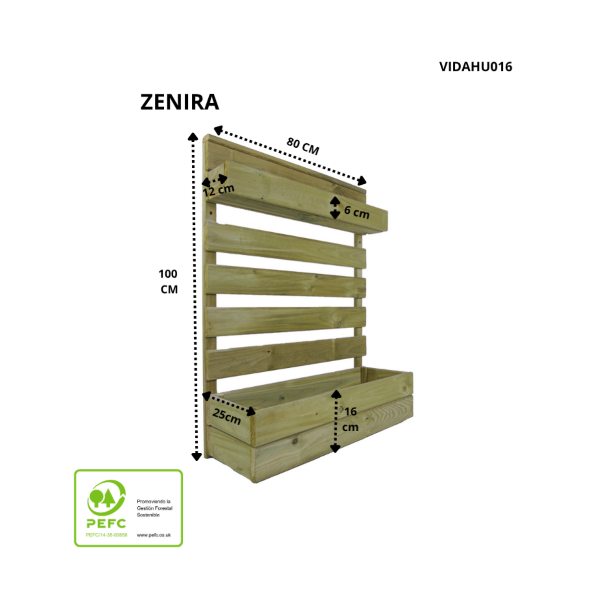 Huerto Vertical Zenira De Madera Tratada Vidahuerto 120x80x13 Cm._2