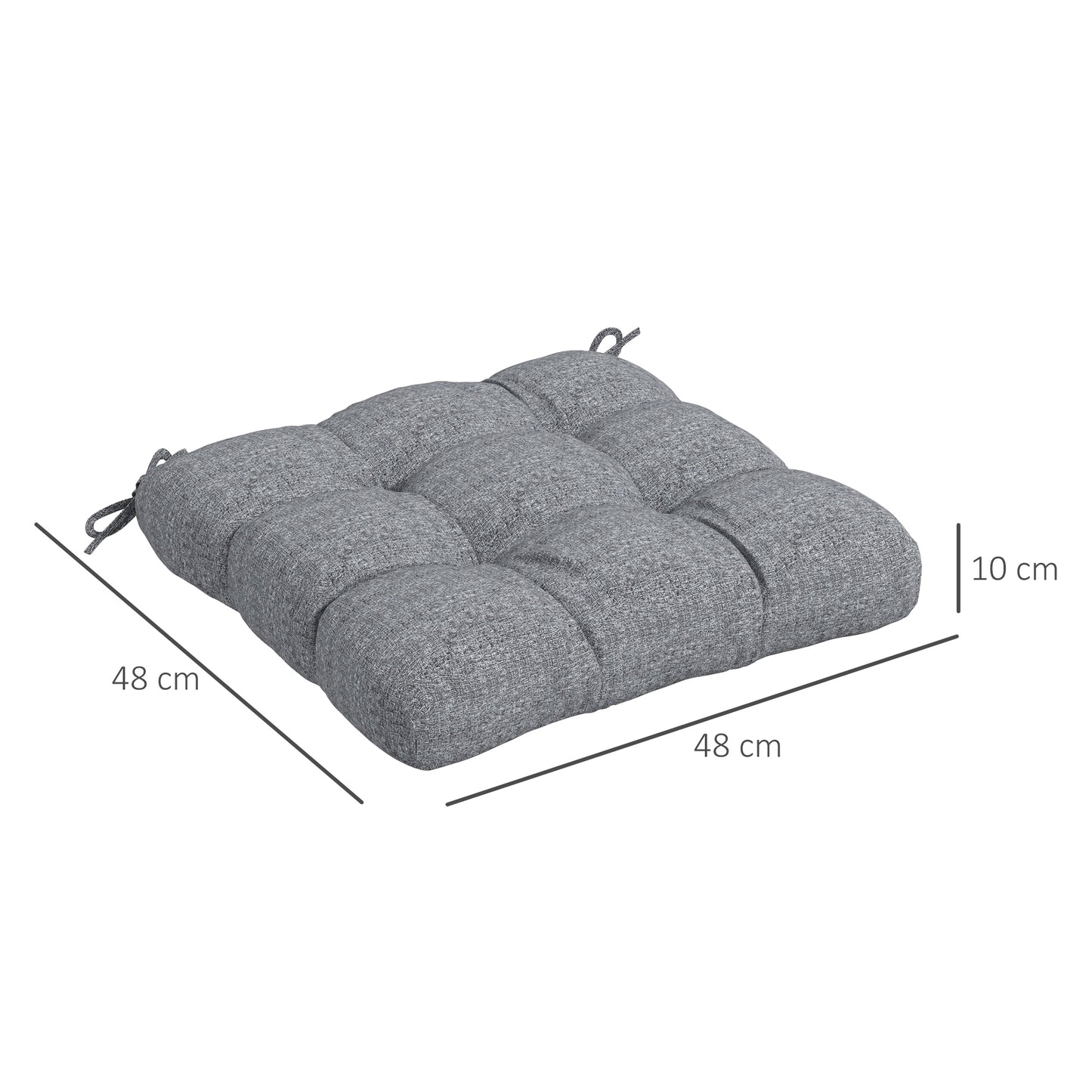 Outsunny Conjunto De Cojines Para Sillas De Comedor 48x48x10 Cm Gris_2