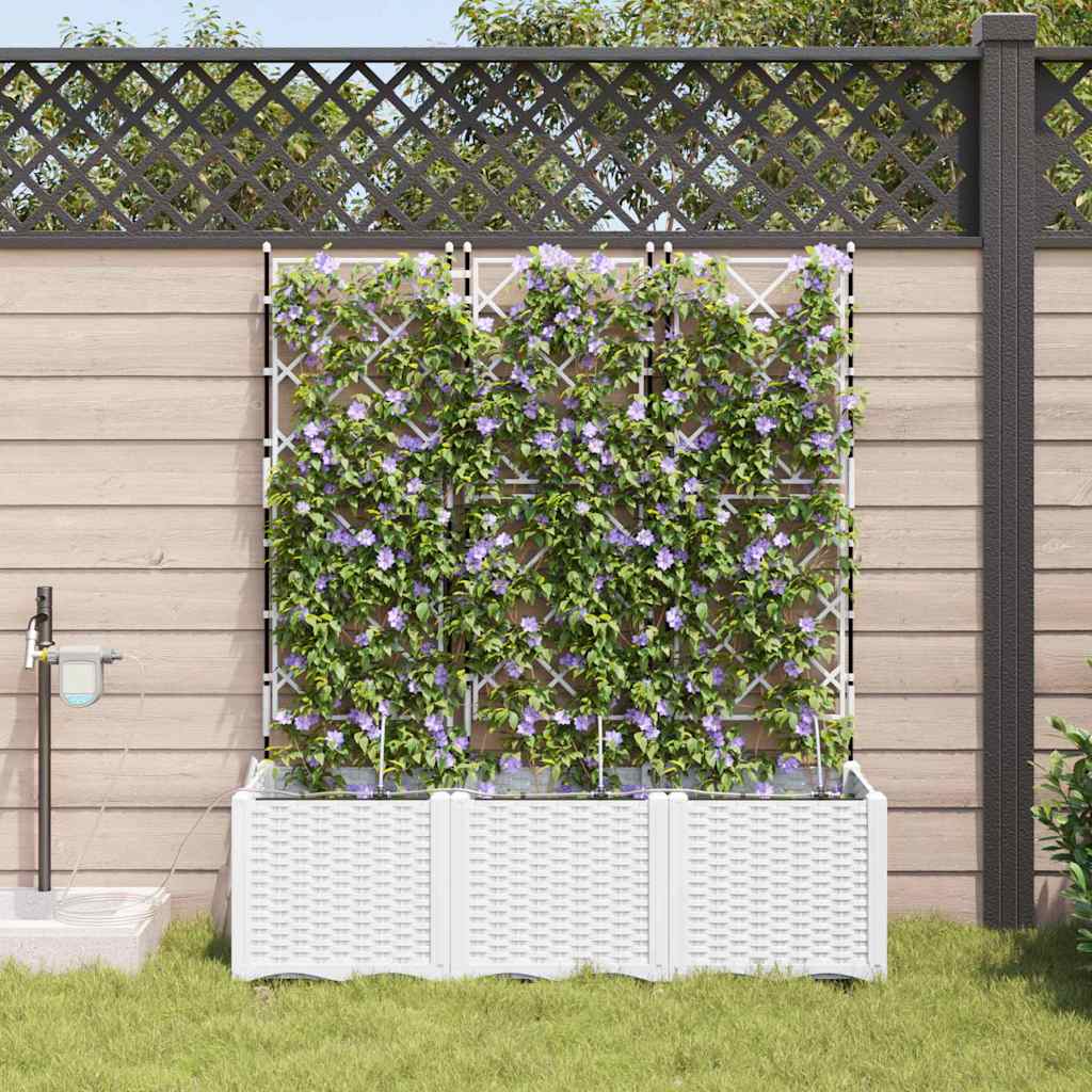 Macetero De Jardín 3 Uds. Blanco 120 X 40 X 142 Cm Pp_1