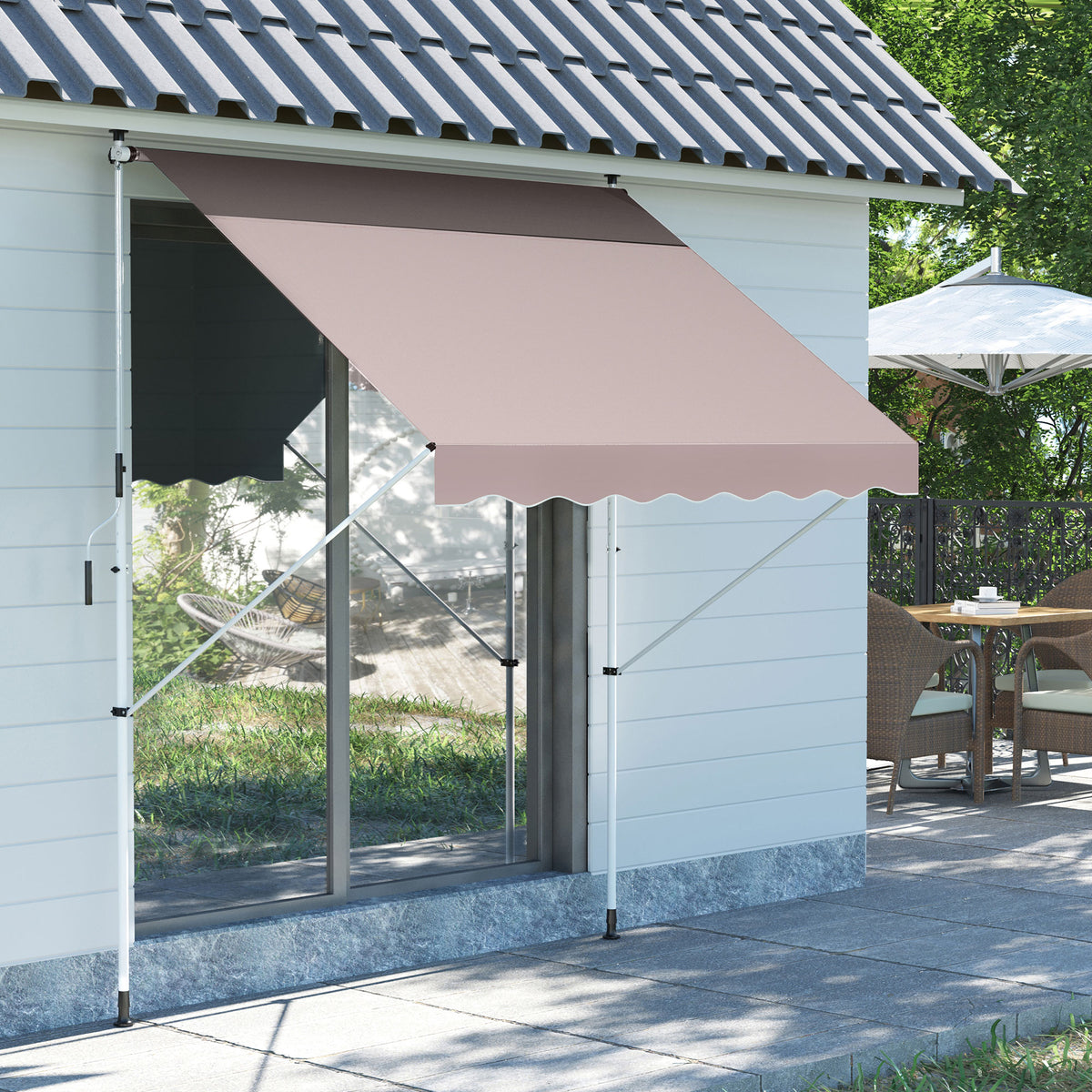 Outsunny Toldo Manual Retráctil 200x150x170-280cm Con Manivela Para Terraza_1