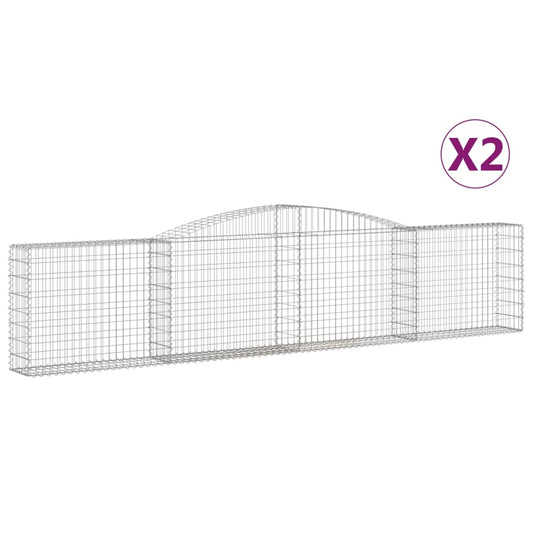 Cestas De Gaviones 2 Uds Forma De Arco Hierro 400x30x80/100 Cm_0