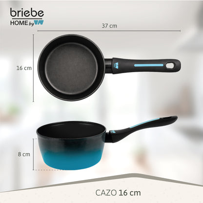 Briebe Cazo Inducción Acero Forjado 16cm Antiadherente Sin Pfoa, Todas Cocinas Fabricada En España, Mare, Azul_5