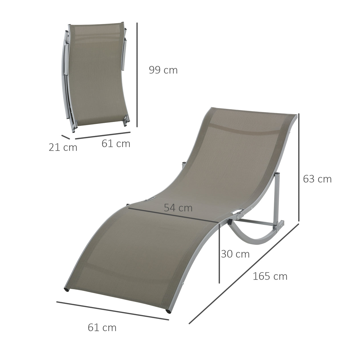 Conjunto De Tumbonas Outsunny Aluminio, Textilene Gris 165x61x63 Cm_2